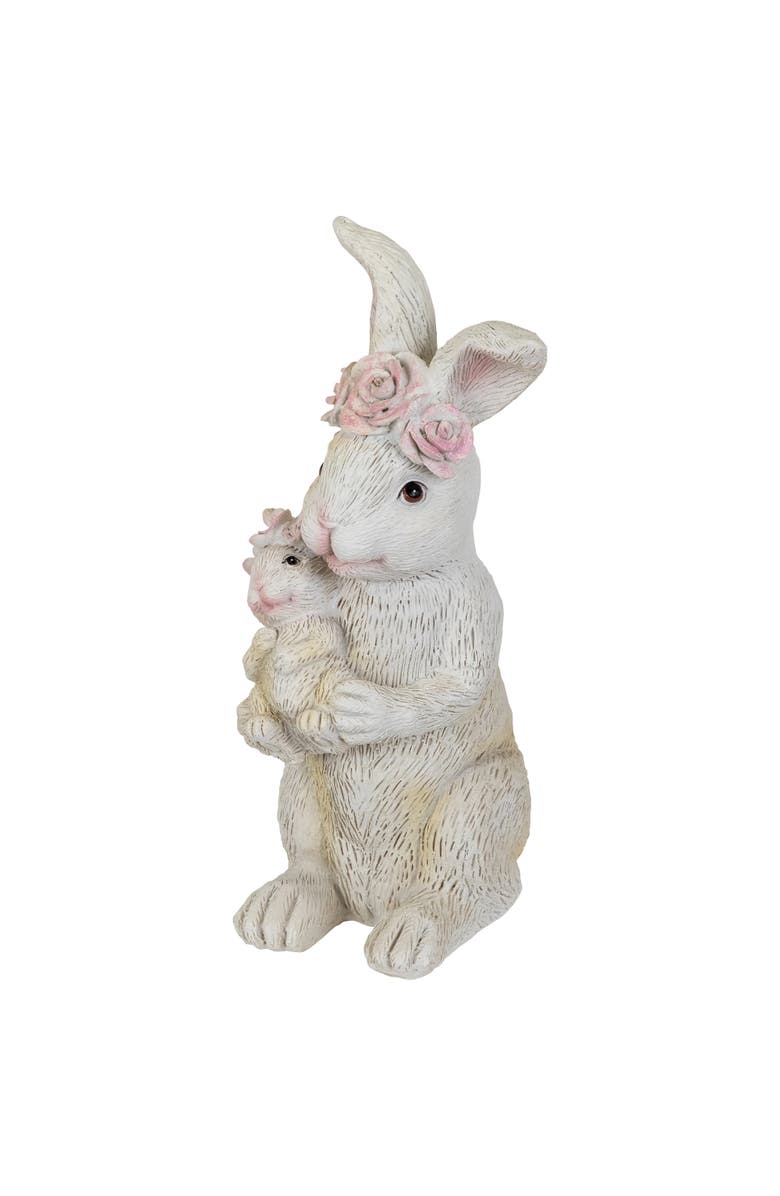 Northlight Mother and Baby Bunny Outdoor Garden Easter Statue - 9.25", Alternate, color, White