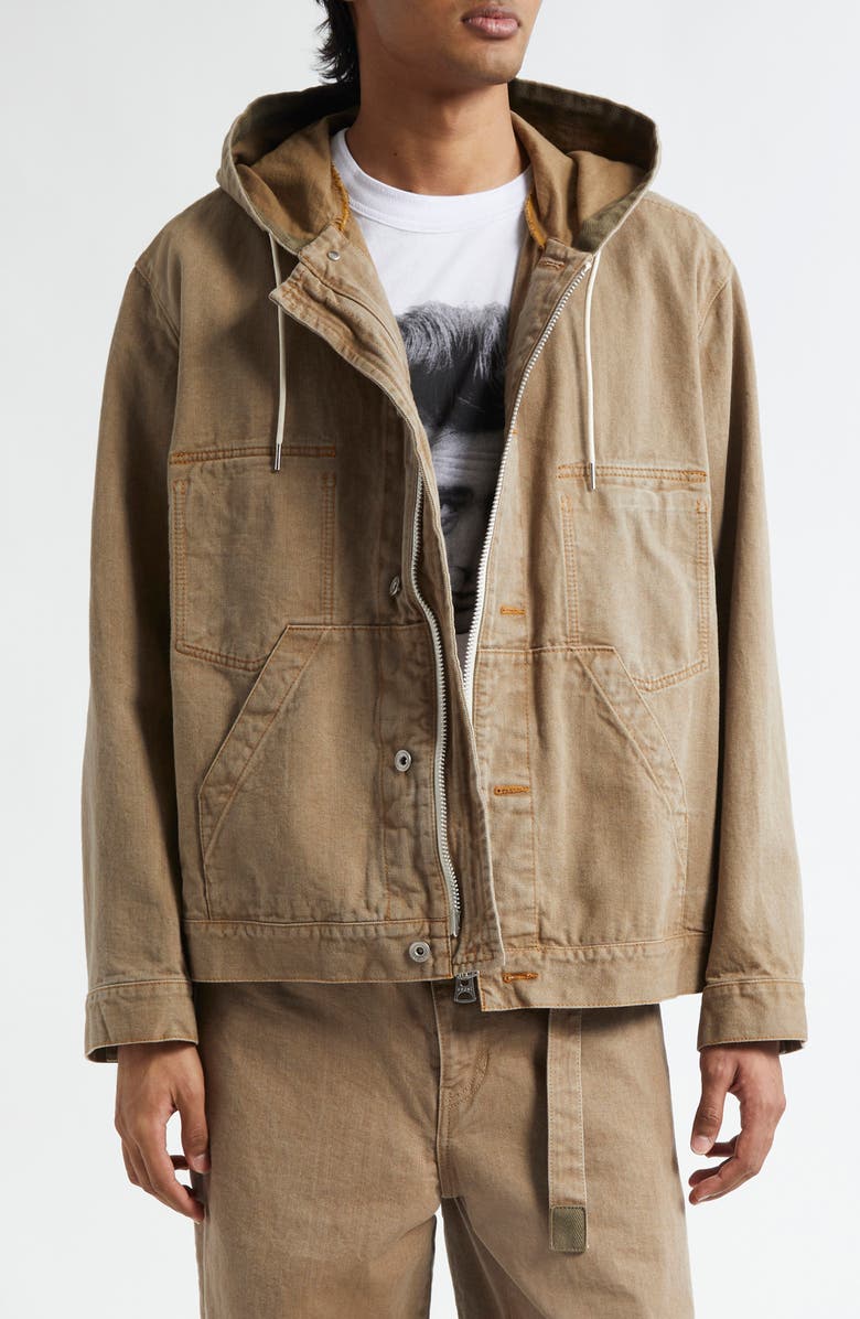 Sacai Denim Zip Hoodie, Main, color, 