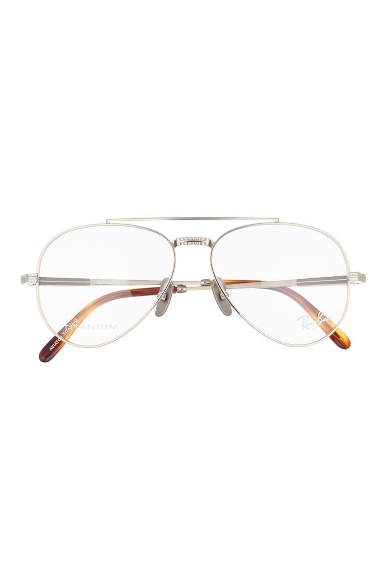 Aviator 55mm Titanium Optical Glasses, Main, color, SILVER