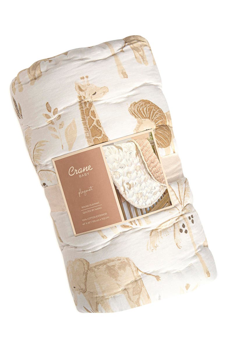 CRANE BABY Quilted Cotton Baby Playmat, Alternate, color, Copper/ White