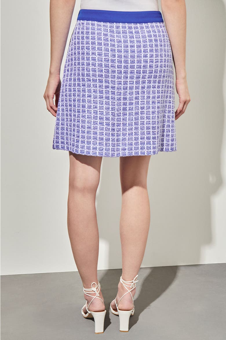 A-Line Zip Front Tweed Skirt, Alternate, color, Sapphire Sea/White/Black