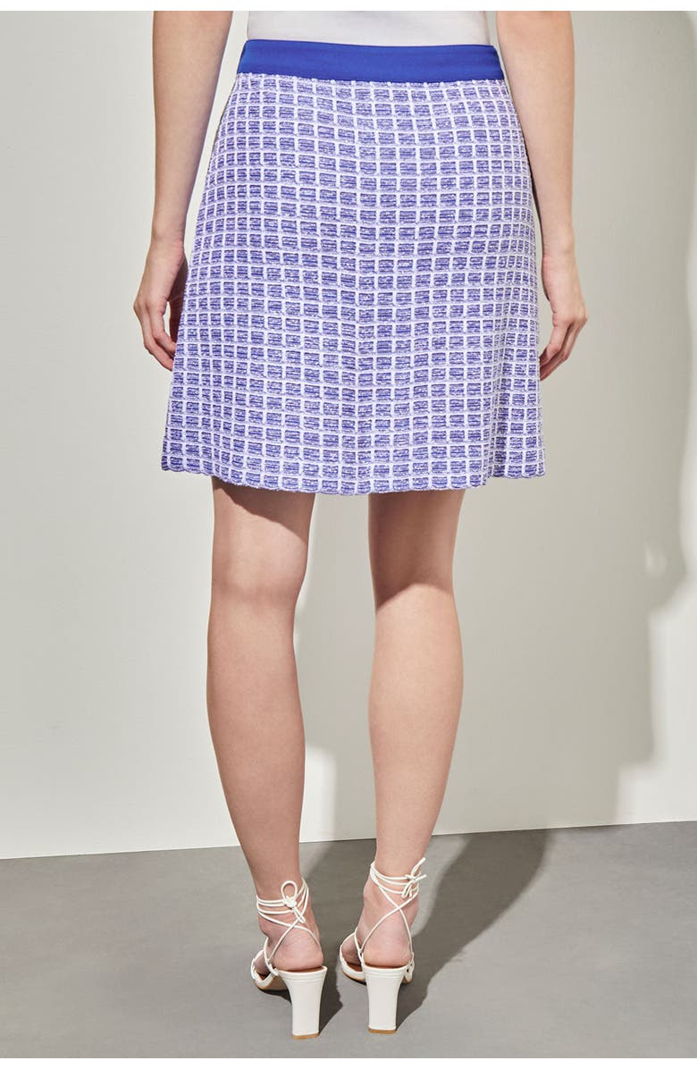 Ming Wang A-Line Zip Front Tweed Skirt, Alternate, color, Sapphire Sea/White/Black