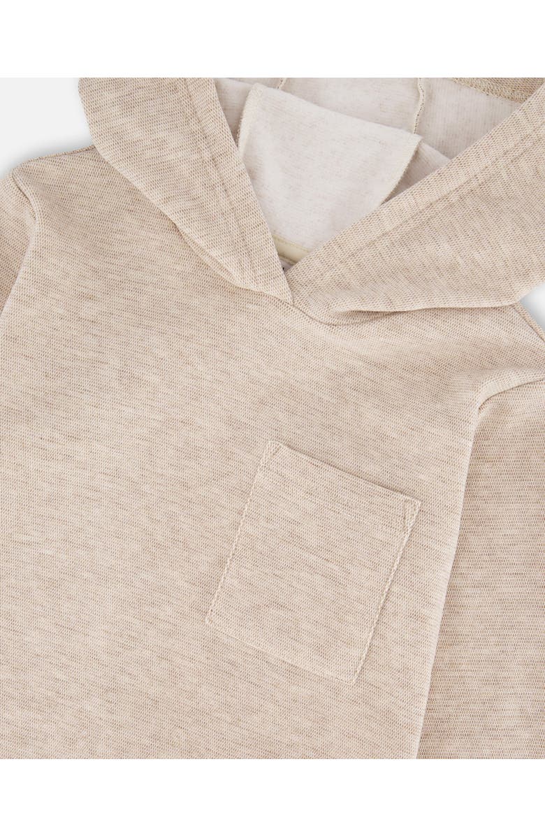 Deux par Deux Long Sleeve Super Soft Brushed Jersey Hooded Tee Heather, Alternate, color, Heather Beige Gray
