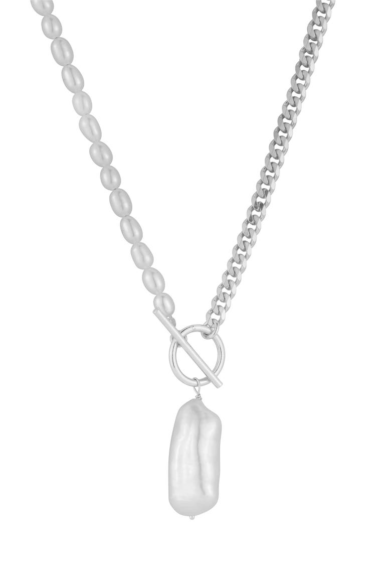 Cultured Freshwater Pearl Pendant Necklace, Main, color, SILVER