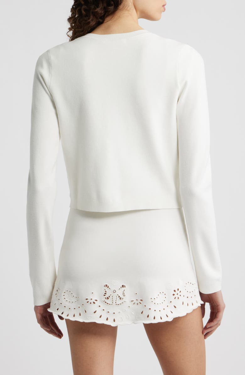 LoveShackFancy Leda Eyelet Cardigan, Alternate, color, White Vanilla