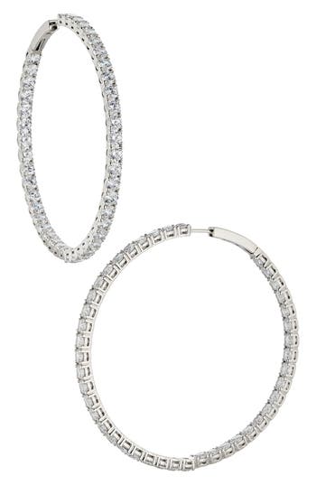 Nadri Perfect Inside Out Hoop Earrings In Silver