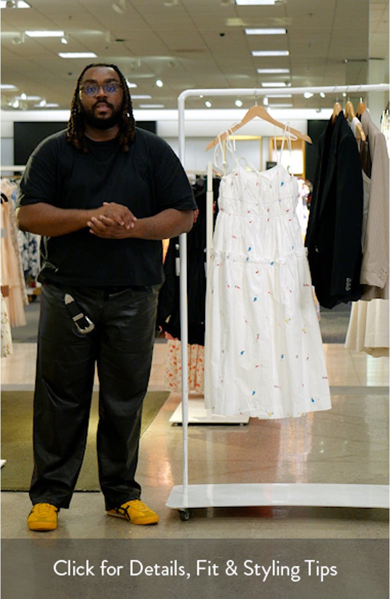 Nellie Embroidered Tiered Cotton Poplin Sundress, sales video thumbnail