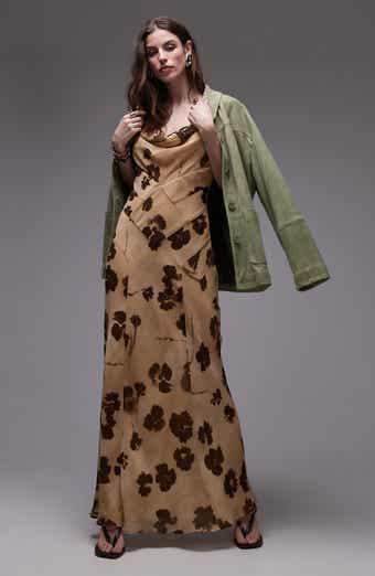 Topshop Floral Cowl Neck Maxi Dress