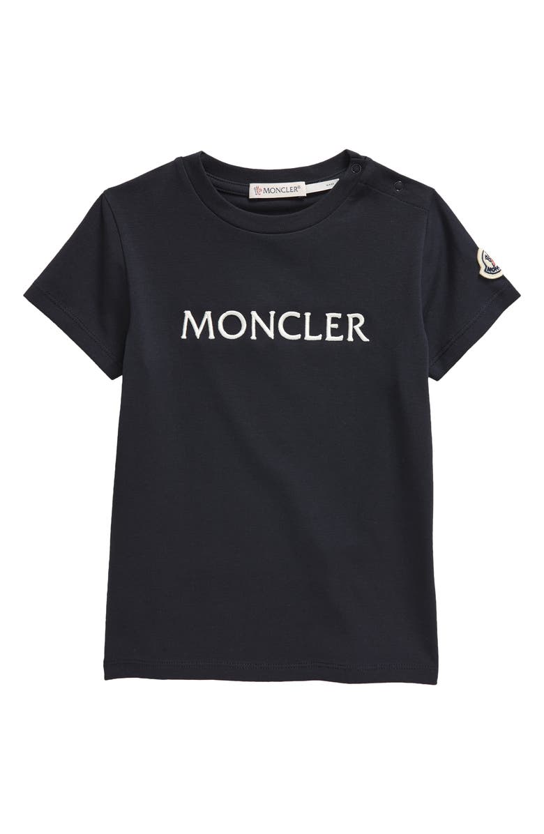 Moncler Kids' Embroidered Logo Stretch Cotton T-Shirt, Main, color,