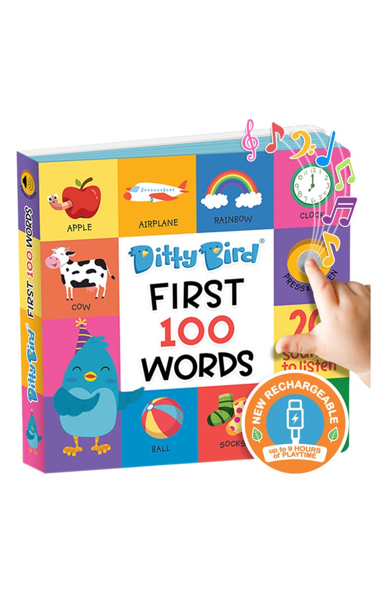 Ditty Bird Kids' First 100 Words Interactive Sound Book, Main, color, Blue Multi