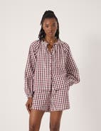 Hush Elsa Gathered Gingham Beach Shirt