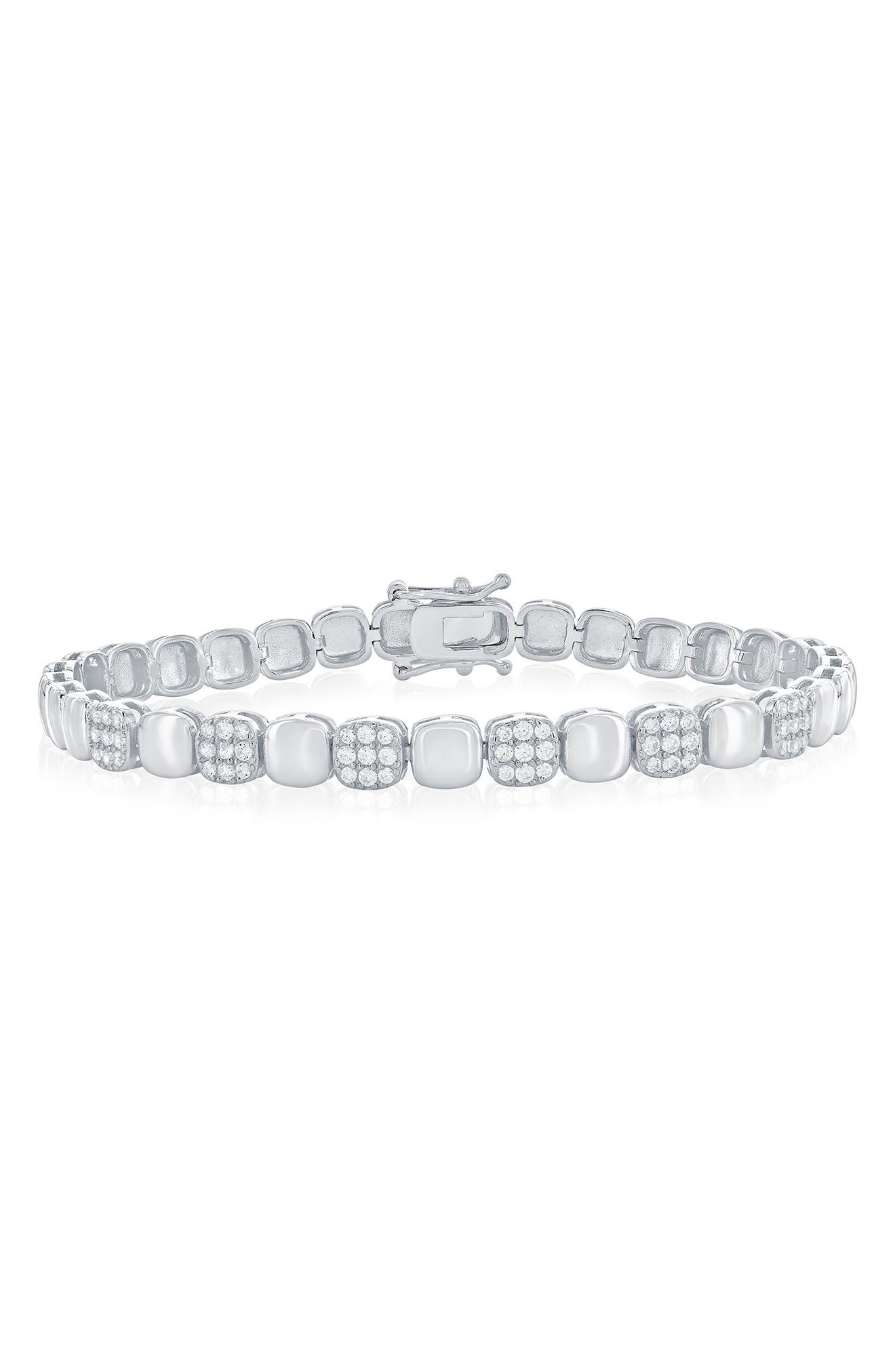 SIMONA Pavé Cubic Zirconia Square Link Bracelet