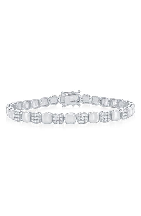 Pavé Cubic Zirconia Square Link Bracelet