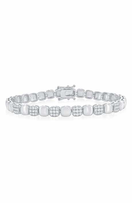 SIMONA Pavé Cubic Zirconia Square Link Bracelet
