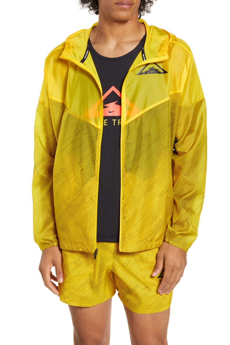 Men's Windrunner Hooded Running Jacket, Main, color, SPEED YELLOW/ BLACK