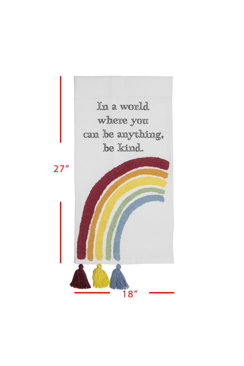 Be Kind Rainbow Multi Cotton Tea Towel, Alternate, color, Red