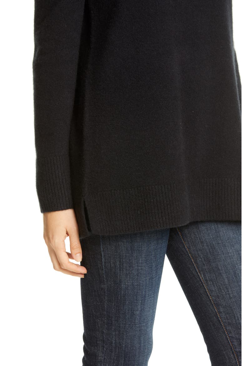Cashmere Tunic Sweater, Alternate, color, BLACK