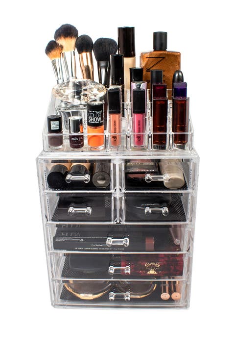 Acrylic 7 Drawer & Top Organizer Cosmetics Makeup & Jewelry Storage Case Display Set