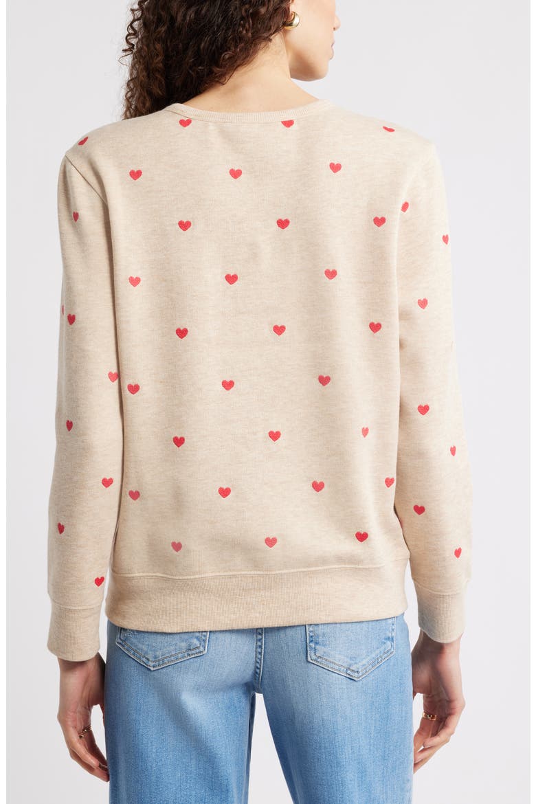 Embroidered Heart Sweatshirt, Alternate, color, TAN DOESKIN HEATHER MINI HEART
