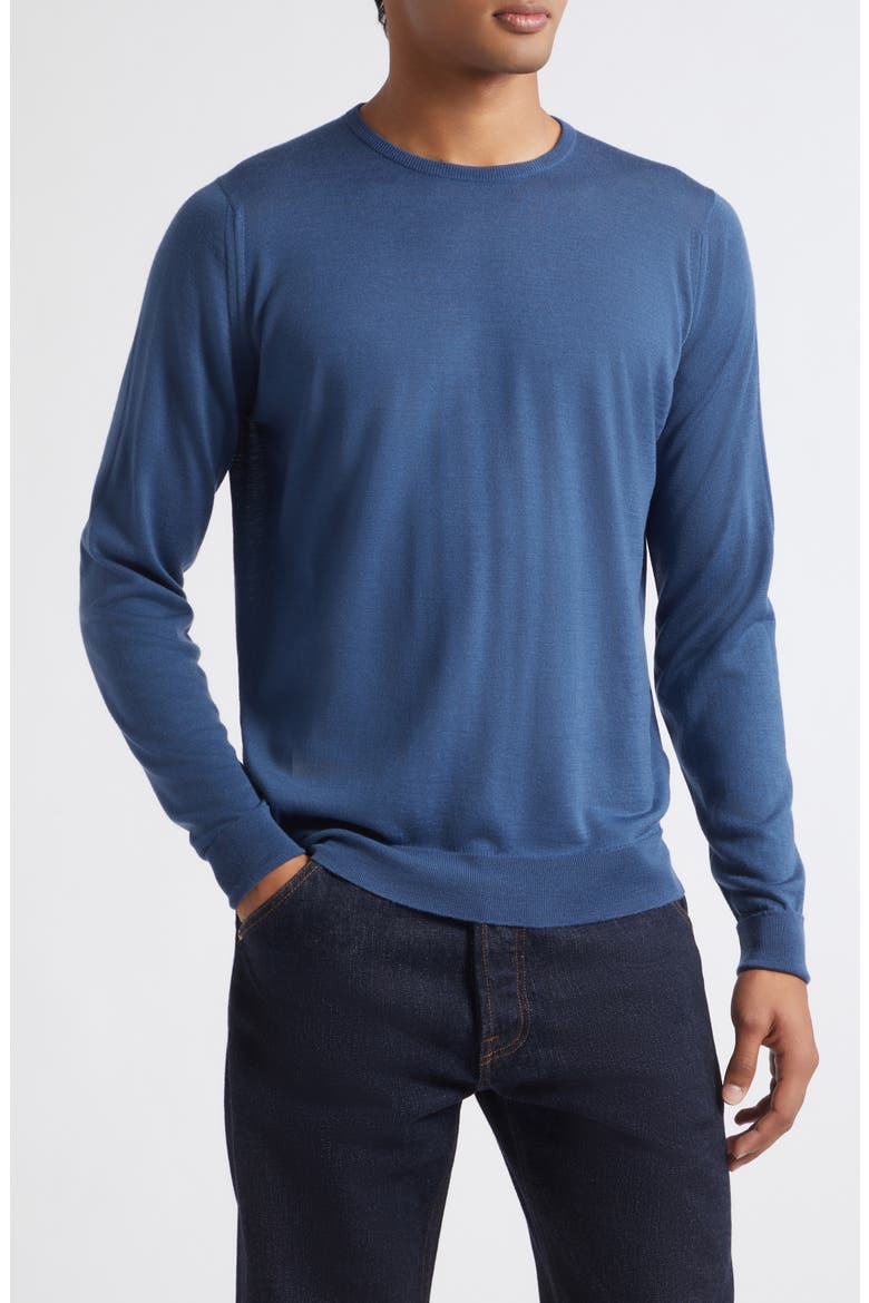 Marcus Virgin Wool Crewneck Sweater, Main, color, TEAL FIRTH