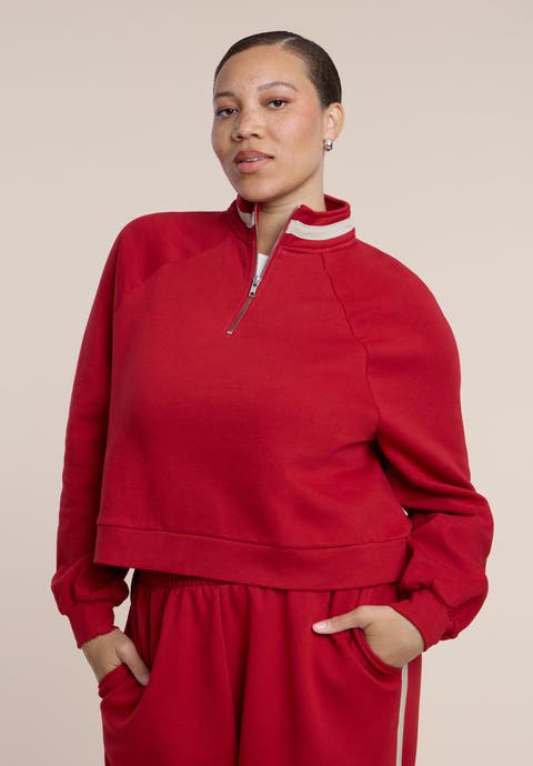 Stripe Detail Quarter Zip Sweatshirt