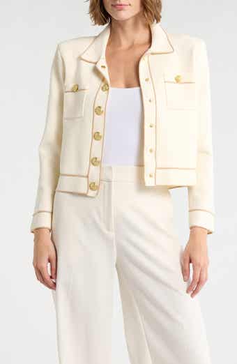 L'AGENCE Neon Trim Cropped Cardigan