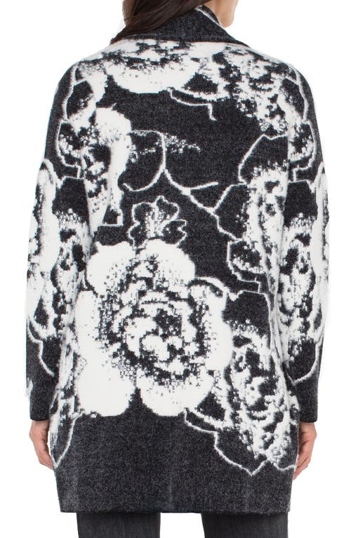 Liverpool Los Angeles Coatigan Floral Open Front Cardigan Sweater In Black