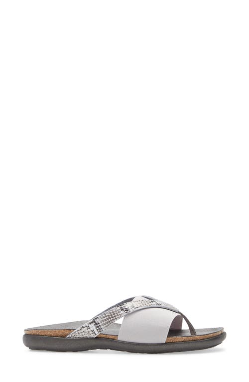 Naot Penelope Flip Flop In Grey Cobra Print Leather