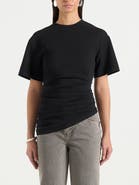 Manière De Voir Pauline Ruched Asymmetric Cotton T-Shirt