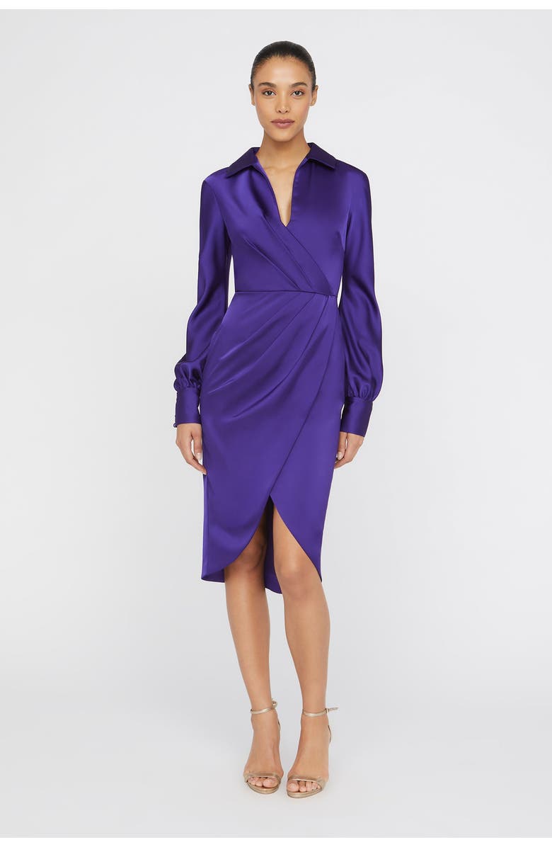 Theia Steph Shirt Wrap Dress, Main, color, Empress Violet