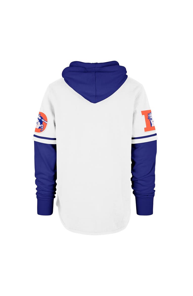 '47 Men's '47 White Denver Broncos Throwback Shortstop Pullover Hoodie, Alternate, color, White