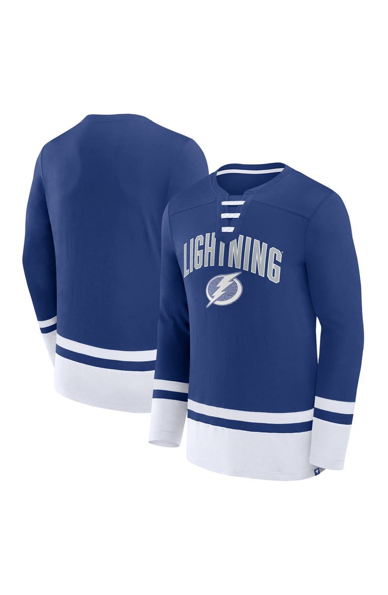 FANATICS Men's Fanatics Branded Blue Tampa Bay Lightning Back Pass Lace-Up Long Sleeve T-Shirt, Alternate, color, Blue