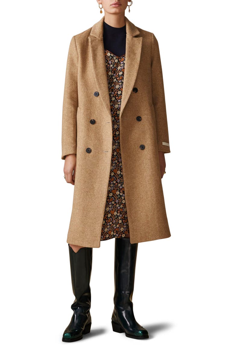 Tailored Double Breasted Coat, Main, color, SAND MELANGE