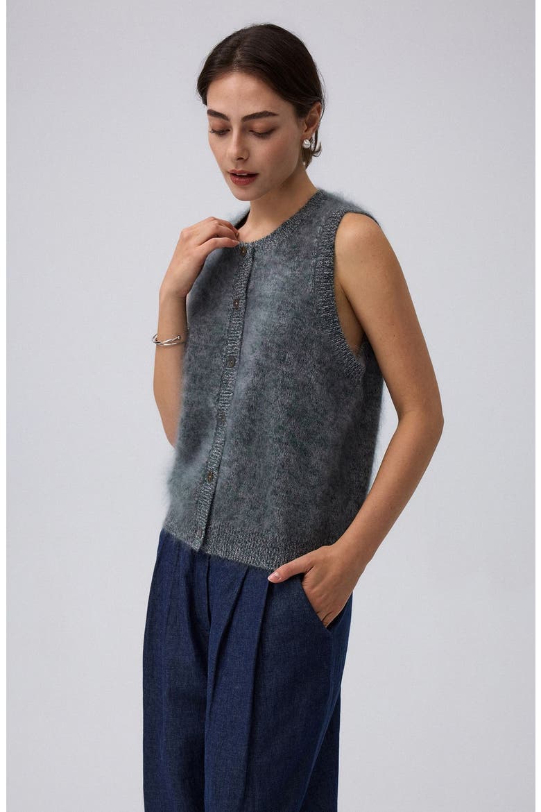 Brushed Wool-Blend Vest, Alternate, color, Forest Multi