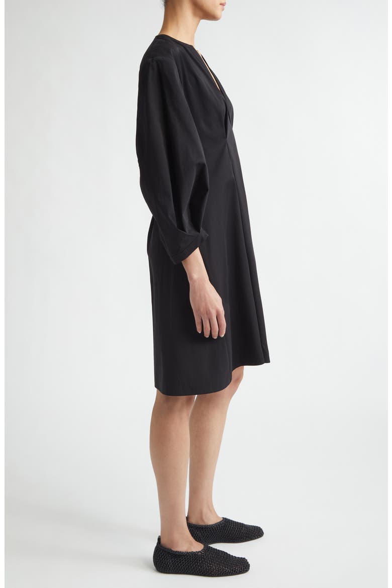 Bishop Sleeve Cotton Dress, Alternate, color, BLACK