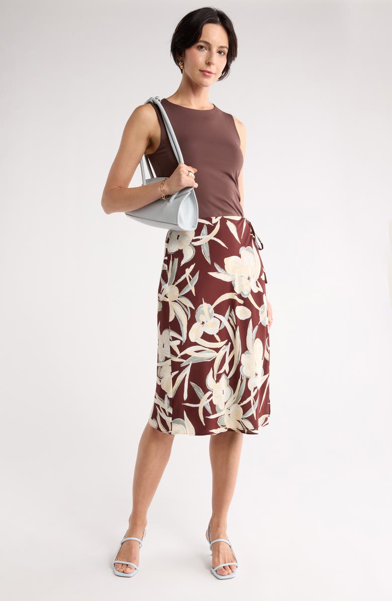 NORDSTROM RACK Faux Wrap Bias Skirt, Alternate, color, Brown- Neutral Tropez Abstract