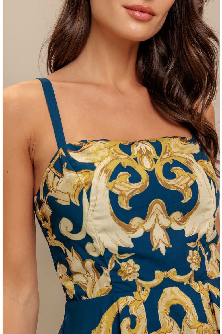 Square Neck Midi Dress, Alternate, color, BLUE