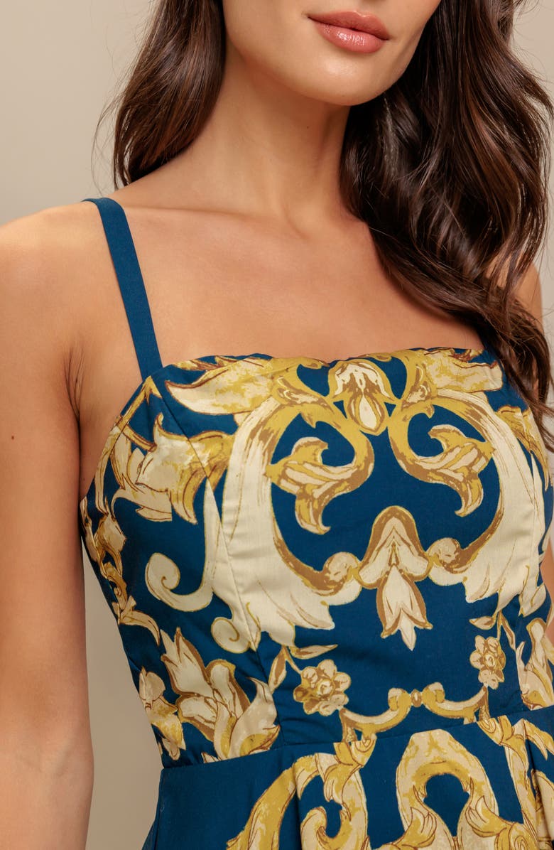 FLYING TOMATO Square Neck Midi Dress, Alternate, color, Blue