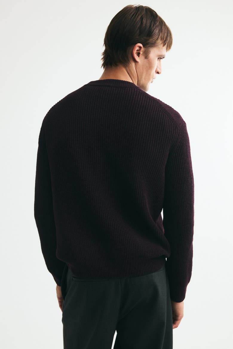 Relaxed-Fit Rib-Knit Sweater, Alternate, color, Dark purple