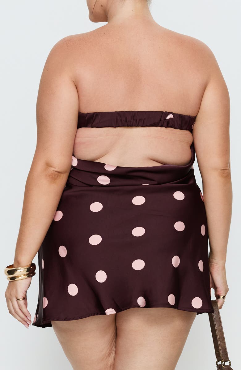 Princess Polly Phillipa Polka Dot Foldover Strapless Satin Minidress, Alternate, color, 