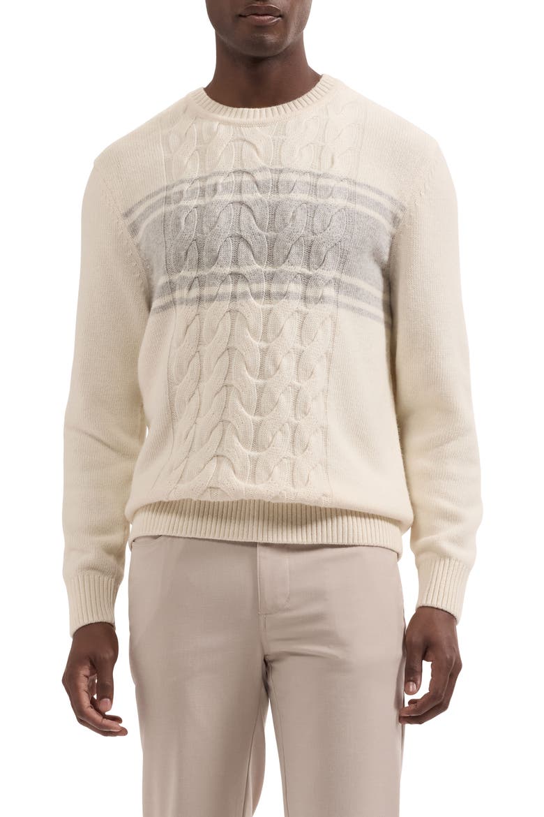 Cable Knit Wool & Cotton Sweater, Main, color, IVORY