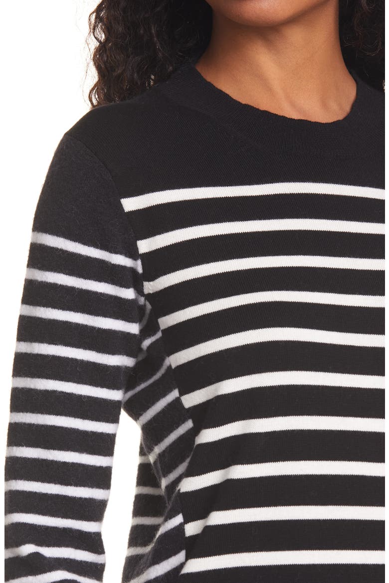 Stripe Crewneck Sweater, Alternate, color, BLACK/ WHITE