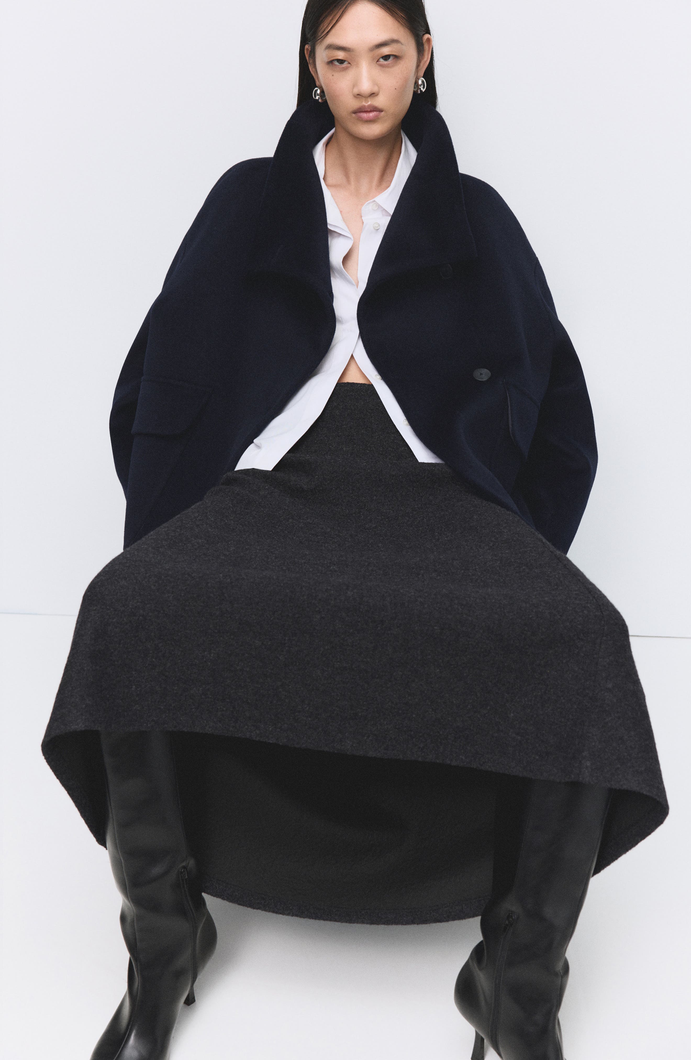 Funnel Neck Wool Coat - image 2