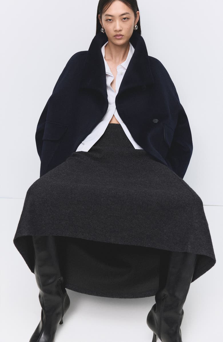 MANGO Funnel Neck Wool Coat, Alternate, color, Navy