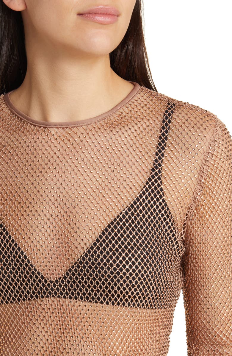 WAYF Mika Metallic Mesh Long Sleeve Top, Alternate, color,