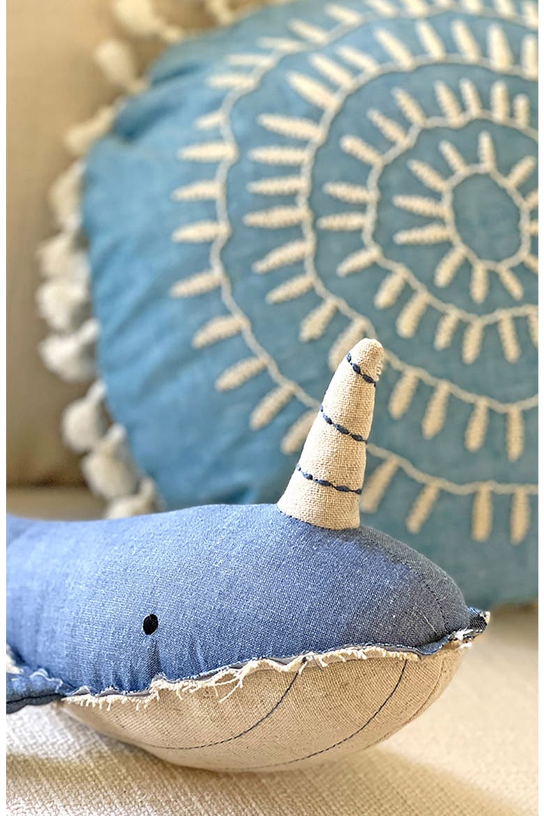 Plush Cotton Stuffed Animal, Alternate, color, BLUE/ WHITE
