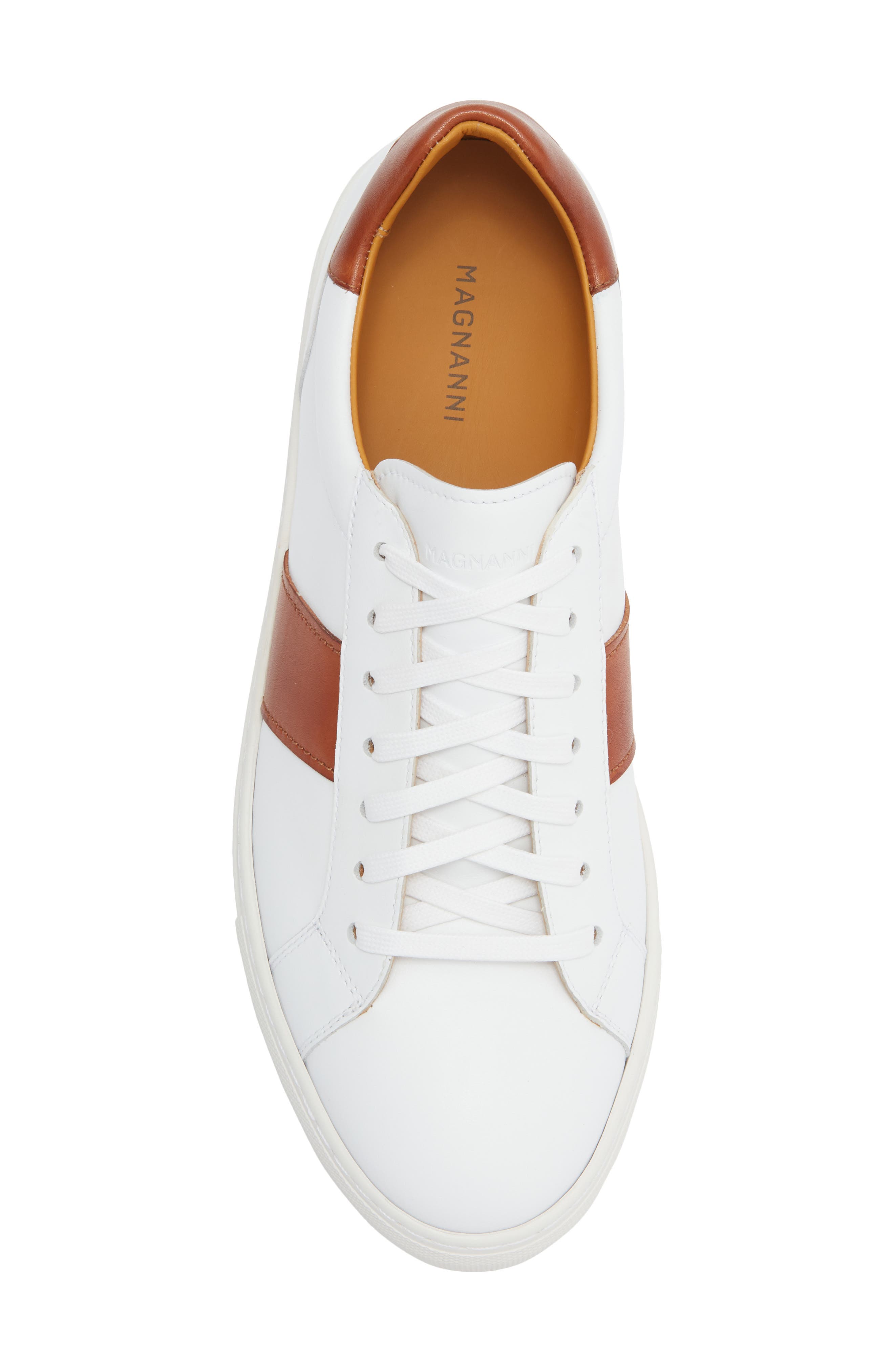 Magnanni Ashley Stripe Sneaker, Alternate, color, White / Cognac