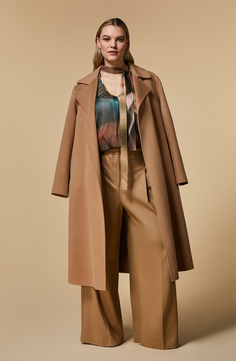 Marina Rinaldi Belted Virgin Wool Trench Coat, Alternate, color, 