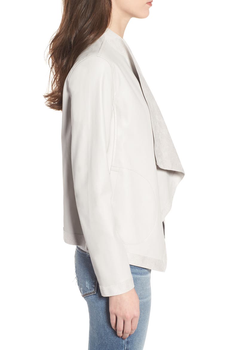 BB Dakota Teagan Reversible Faux Leather Drape Front Jacket, Alternate, color, THUNDERSTORM