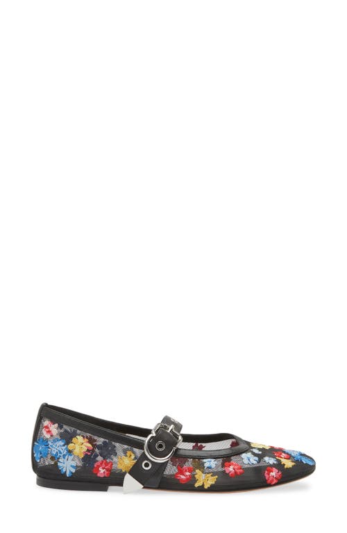 3.1 Phillip Lim Flowerworks Mesh Mary Jane Flat In Black Multi